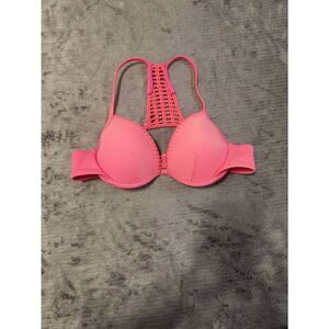 Victoria's Secret 32A The Fabulous Bikini Top Pink Padded Swimwear Strappy Back